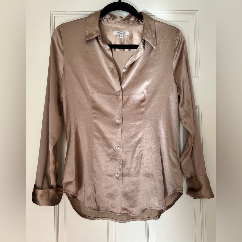 Gold Satin Button Down